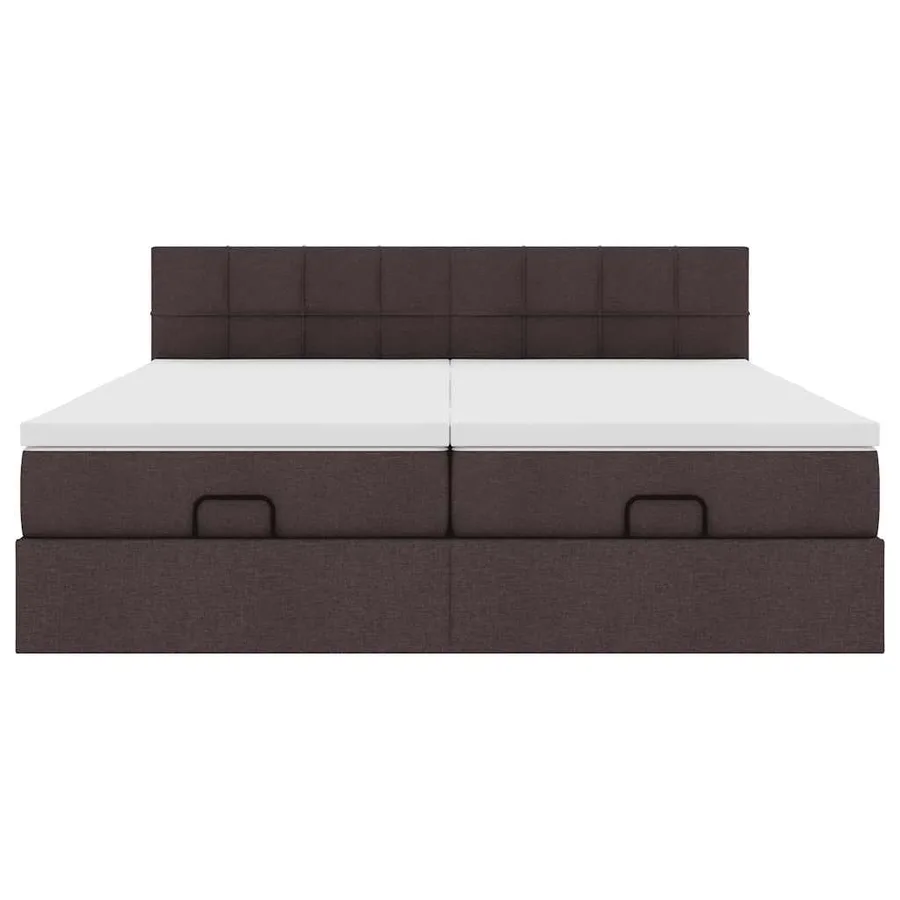 Cadre de lit ottoman avec matelas marron foncé 180x200 cm tissu - 7