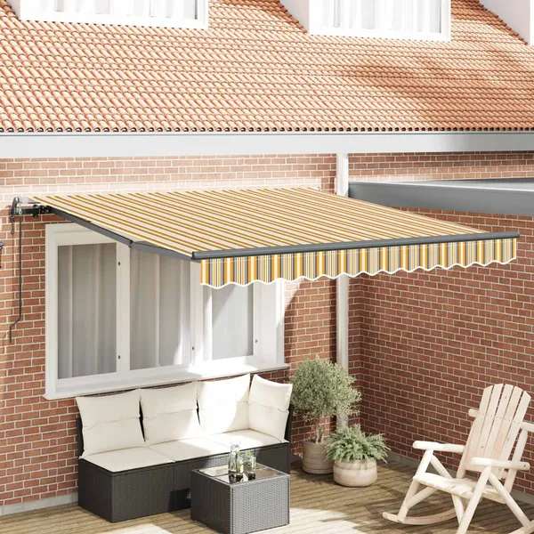 Auvent rétractable Multicolore 300 x 250 cm Tissu et Aluminium