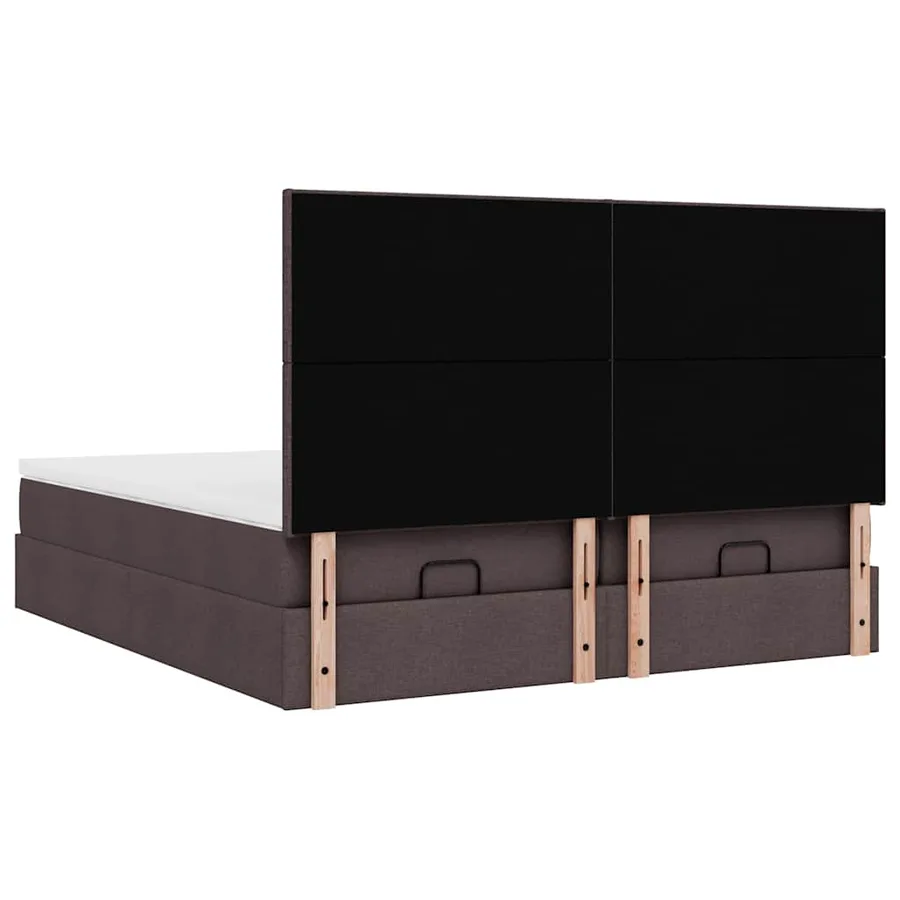 Cadre de lit ottoman avec matelas marron foncé 180x200 cm tissu - 10