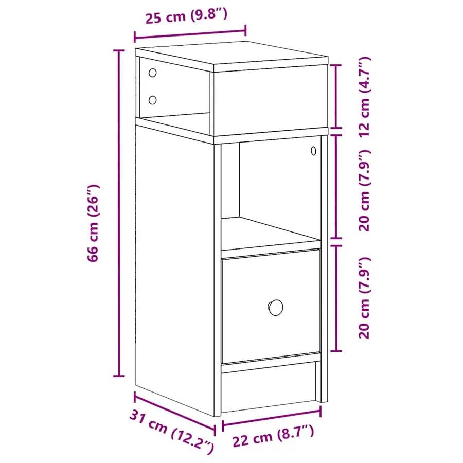 Table de chevet avec tiroir blanc 25x31x66 cm - 11