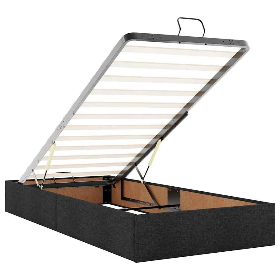 Cadre de lit ottoman sans matelas noir 90x200 cm tissu - 10