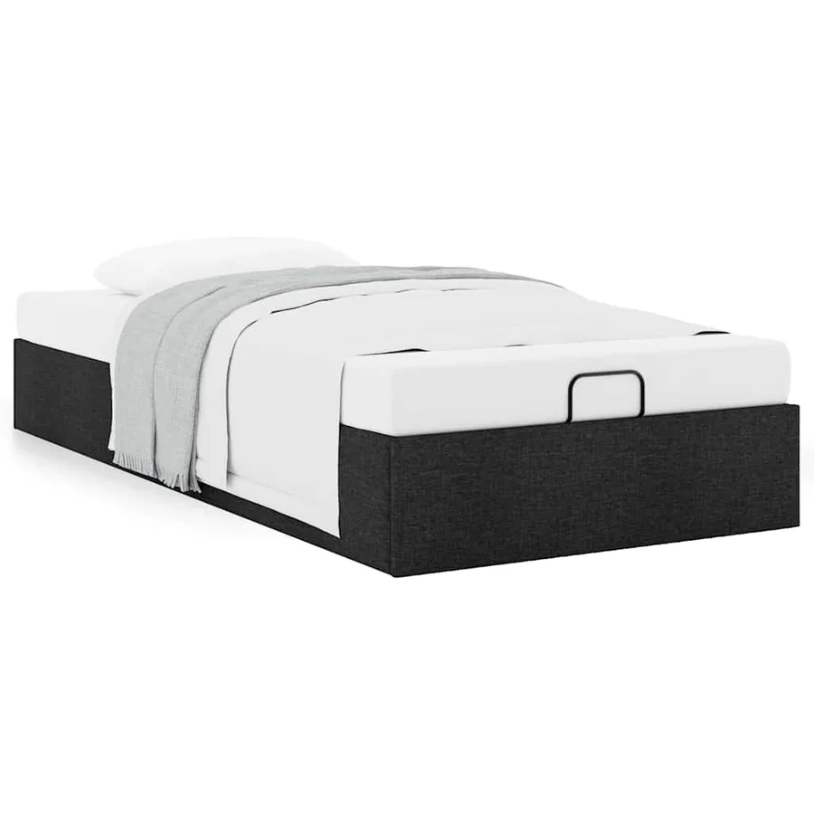 Cadre de lit ottoman sans matelas noir 90x200 cm tissu - 4