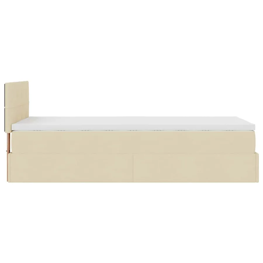Lit ottoman avec matelas crème 90x200 cm tissu - 10