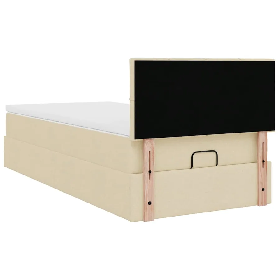 Lit ottoman avec matelas crème 90x200 cm tissu - 11