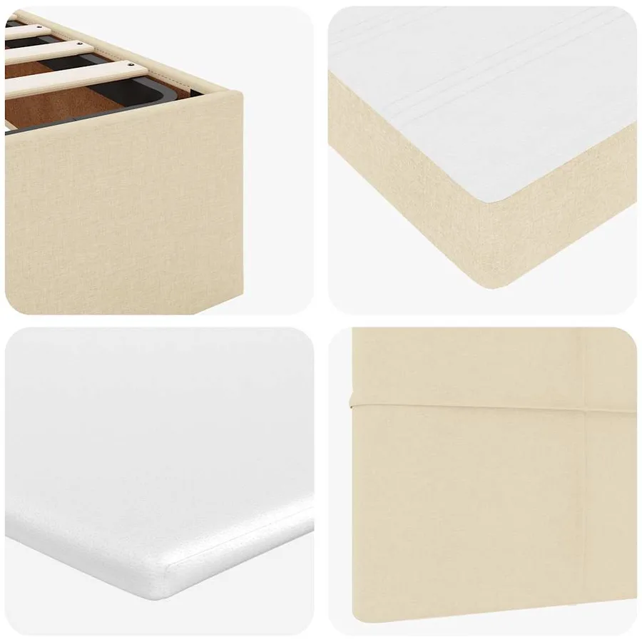 Lit ottoman avec matelas crème 90x200 cm tissu - 14