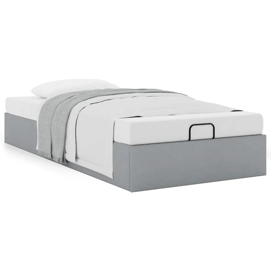 Cadre de lit ottoman sans matelas gris clair 100x200 cm tissu - 4