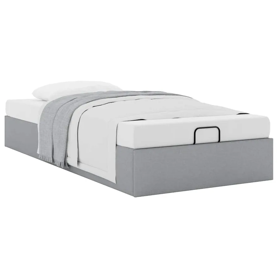 Cadre de lit ottoman sans matelas gris clair 100x200 cm tissu - 5