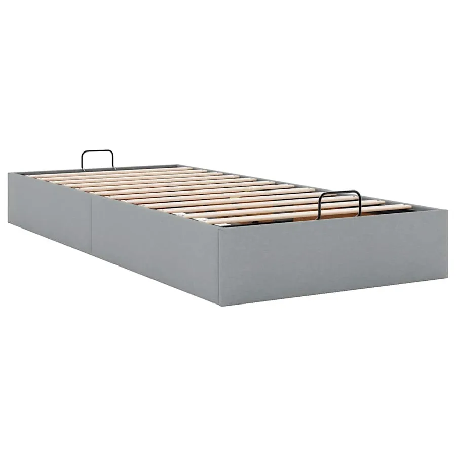 Cadre de lit ottoman sans matelas gris clair 100x200 cm tissu - 6