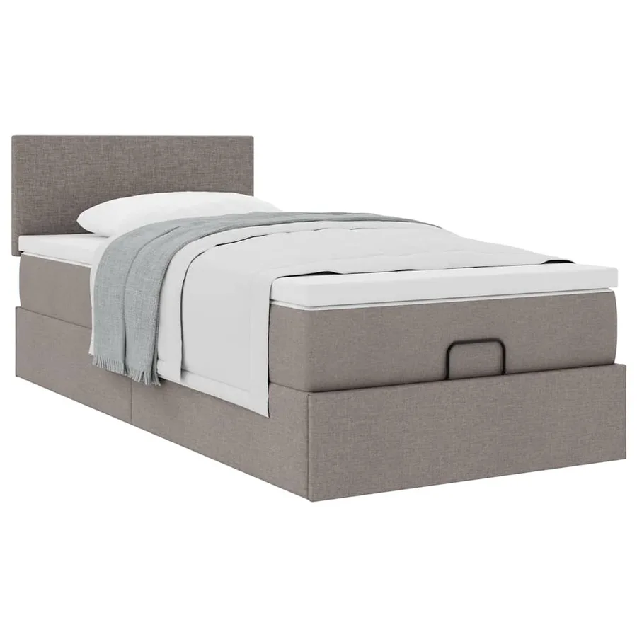 Lit ottoman avec matelas taupe 90x200 cm tissu - 5