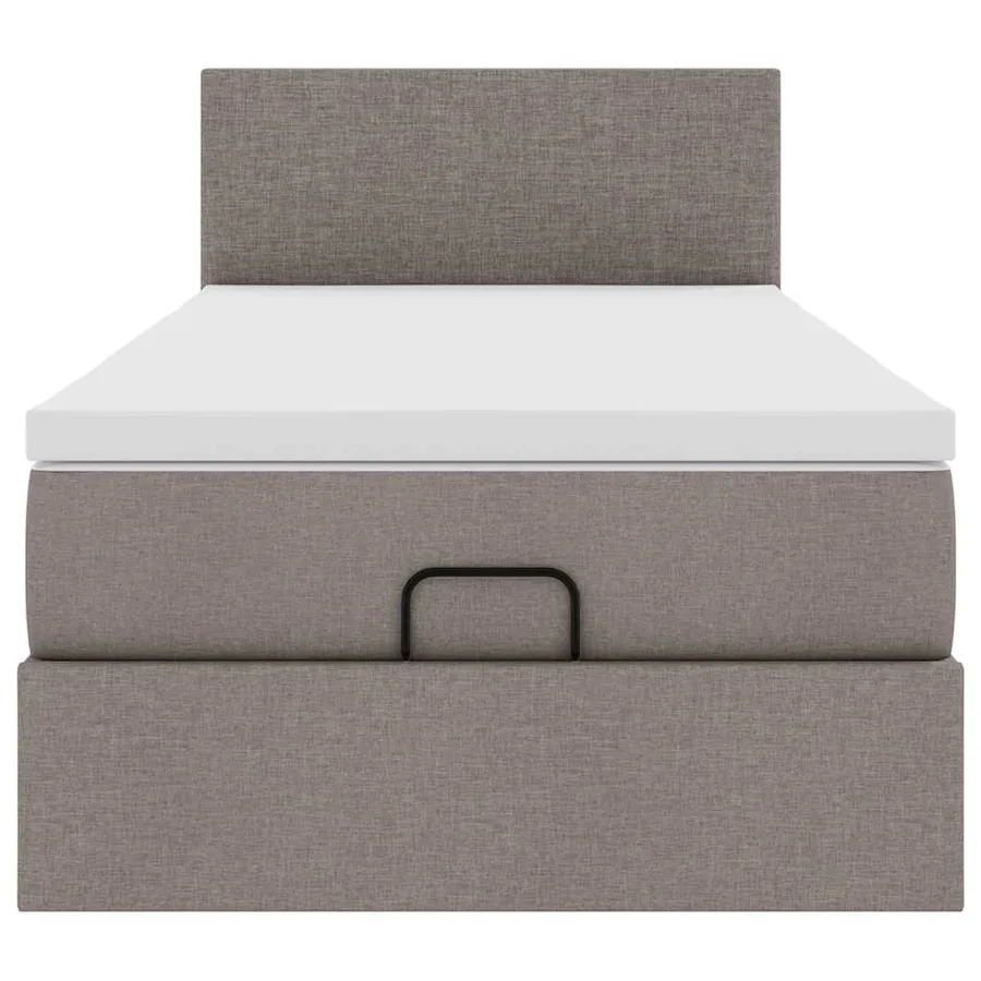 Lit ottoman avec matelas taupe 90x200 cm tissu - 7