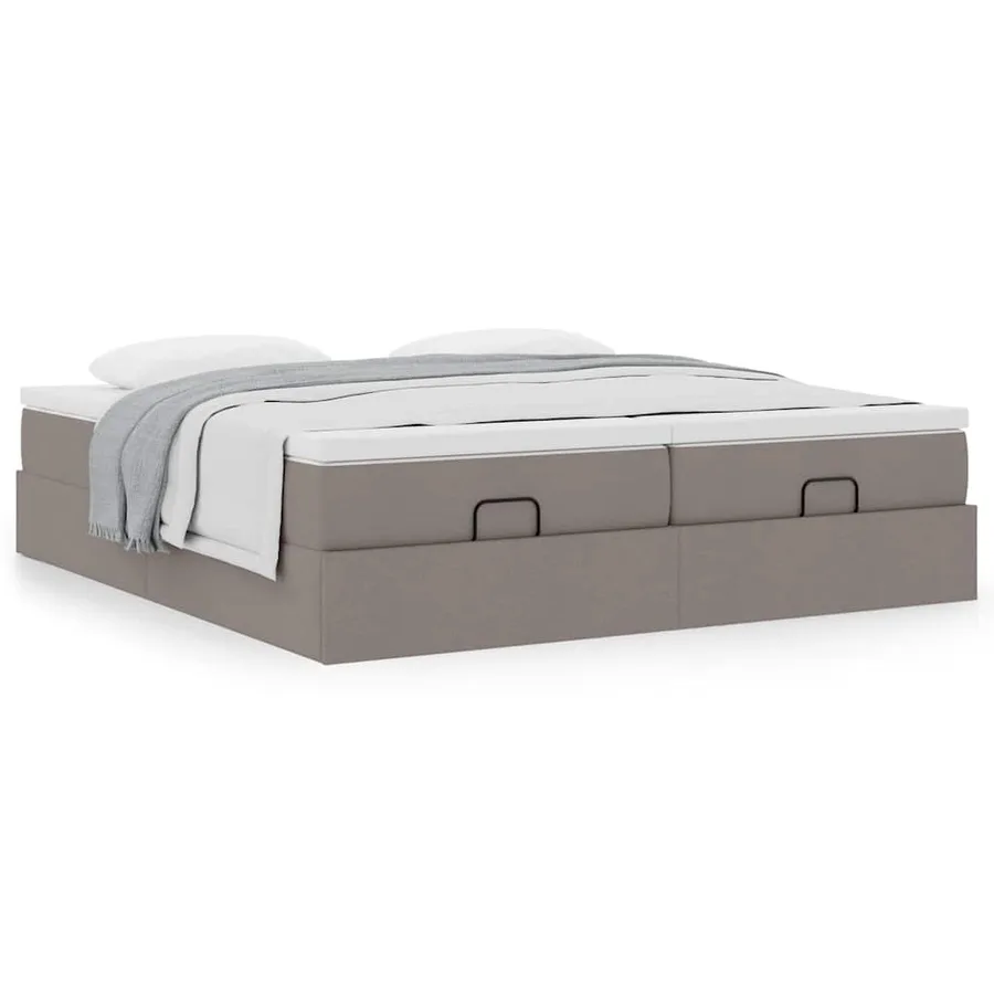 Cadre de lit ottoman avec matelas taupe 180x200 cm tissu - 4