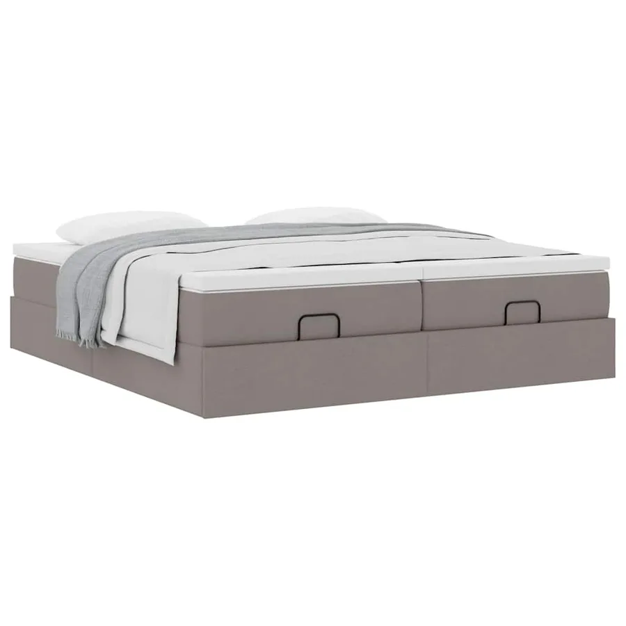 Cadre de lit ottoman avec matelas taupe 180x200 cm tissu - 5