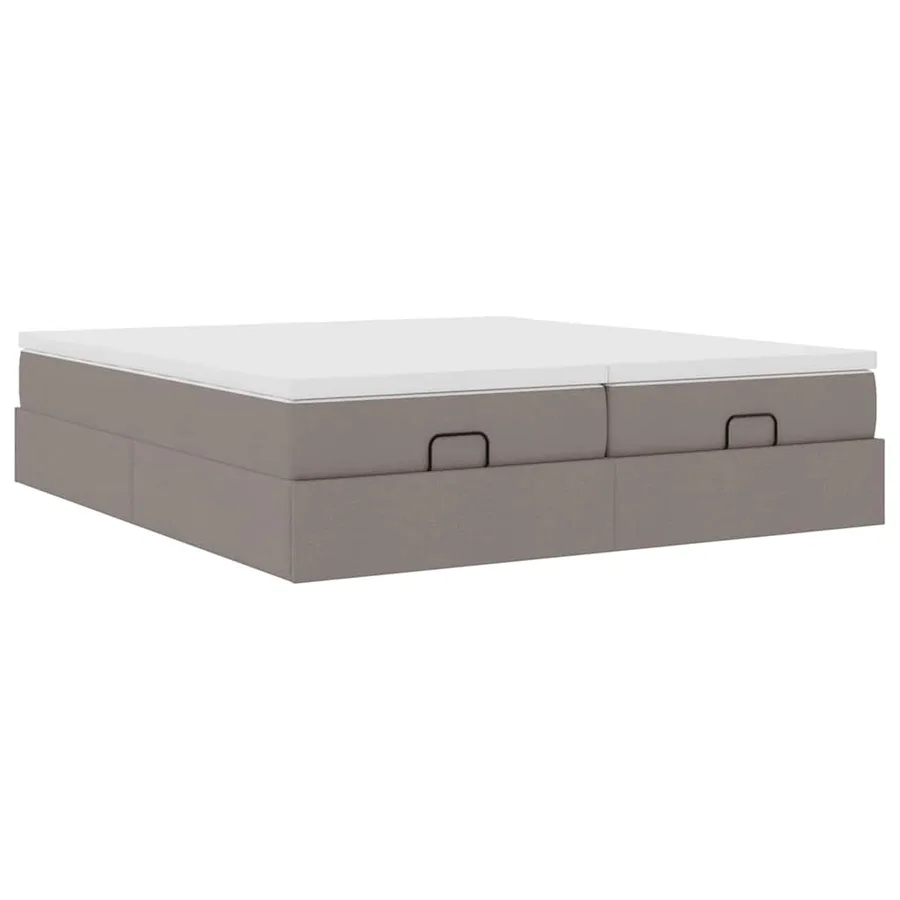 Cadre de lit ottoman avec matelas taupe 180x200 cm tissu - 6