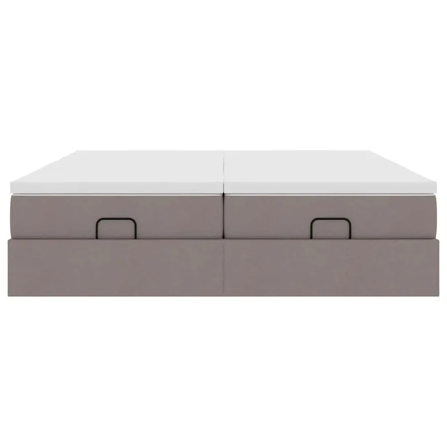 Cadre de lit ottoman avec matelas taupe 180x200 cm tissu - 7