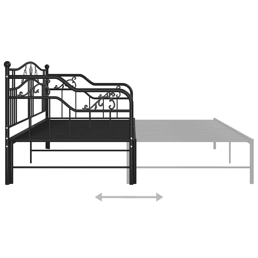 Cadre de canapé-lit extensible sans matelas Noir Métal 90x200cm - 10