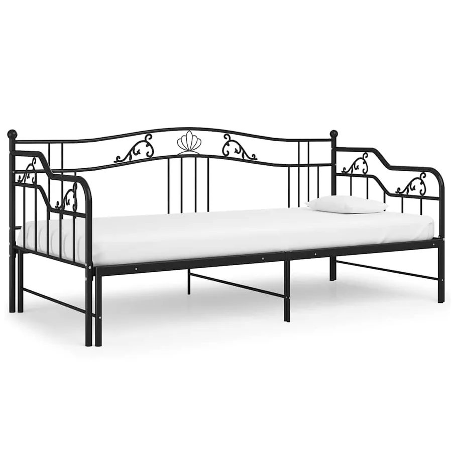 Cadre de canapé-lit extensible sans matelas Noir Métal 90x200cm - 12