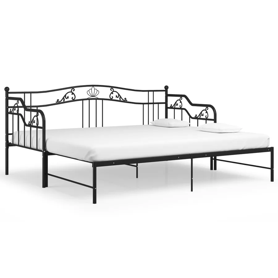 Cadre de canapé-lit extensible sans matelas Noir Métal 90x200cm - 2