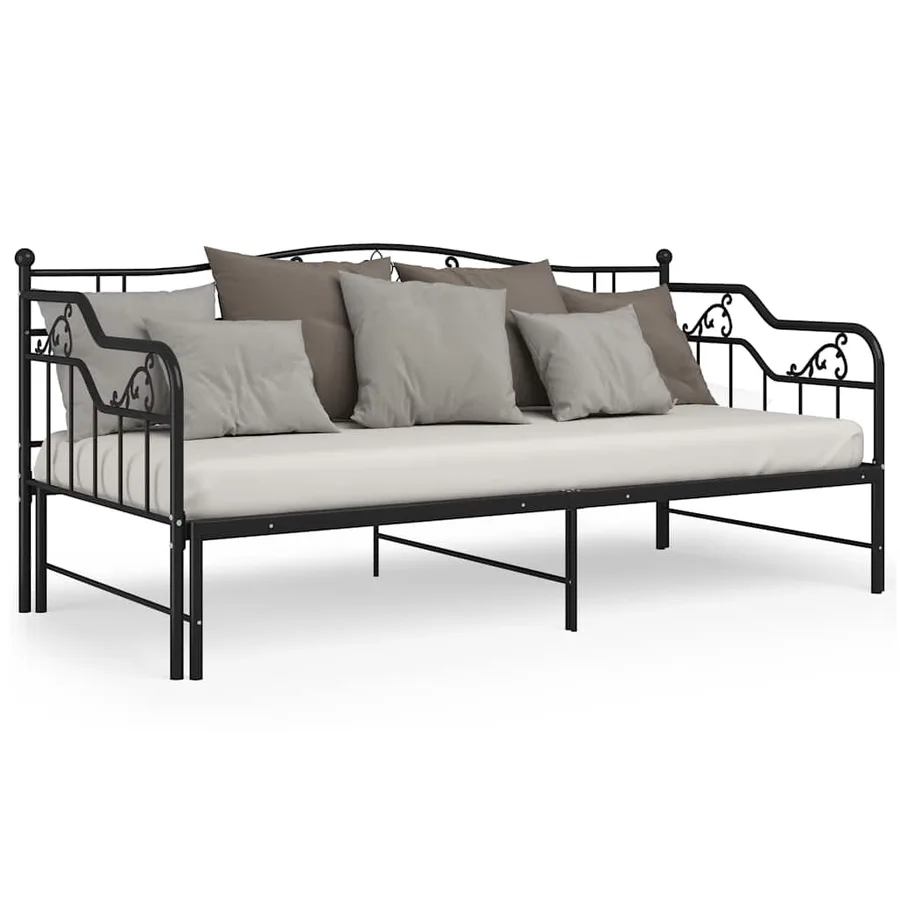 Cadre de canapé-lit extensible sans matelas Noir Métal 90x200cm - 4