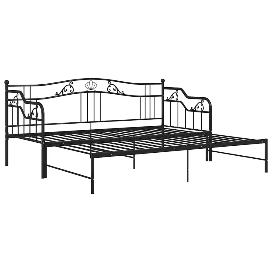 Cadre de canapé-lit extensible sans matelas Noir Métal 90x200cm - 6