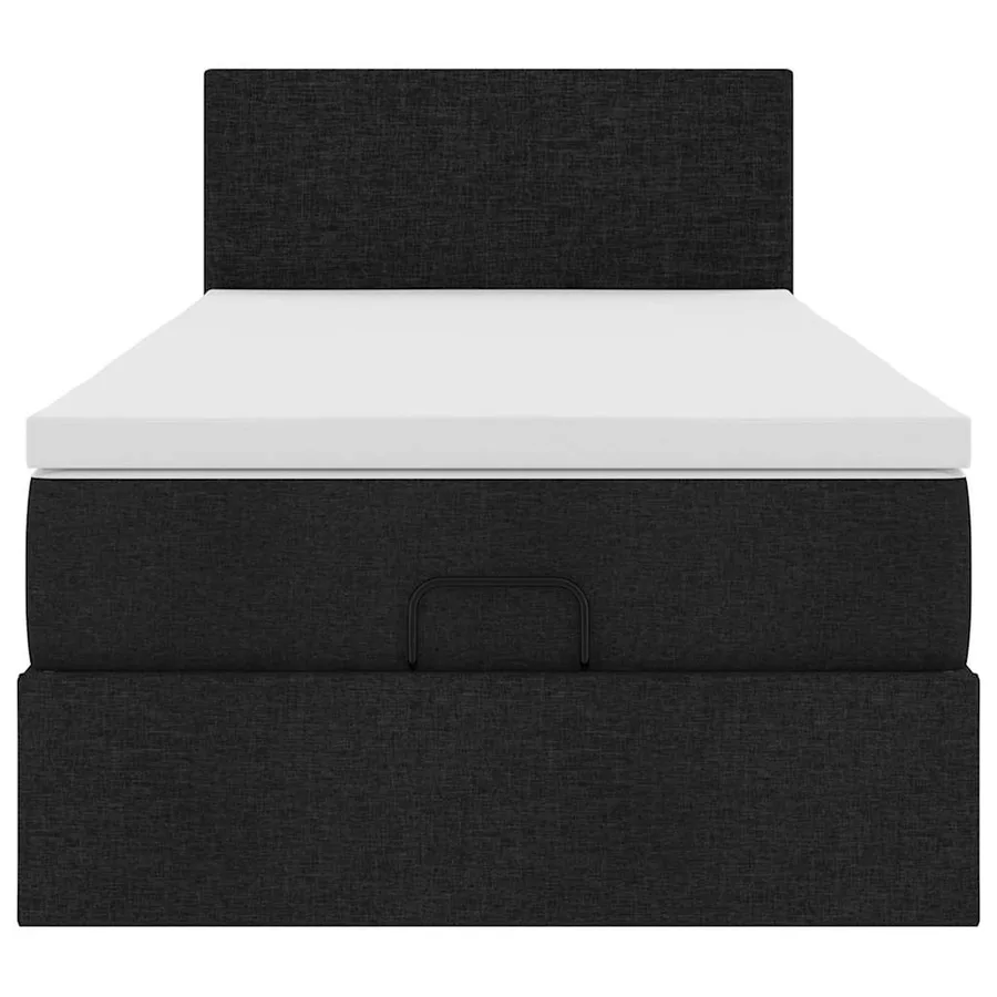 Lit ottoman avec matelas noir 90x200 cm tissu - 8