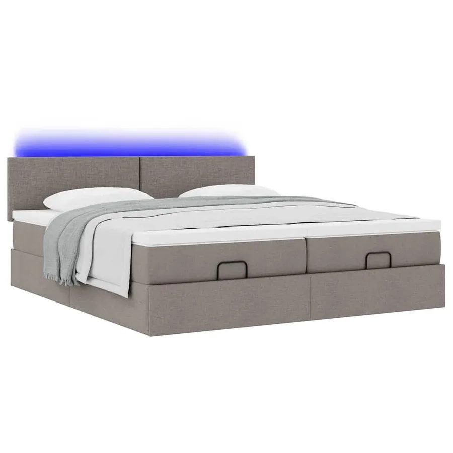 Cadre de lit ottoman avec matelas taupe 180x200 cm tissu - 6
