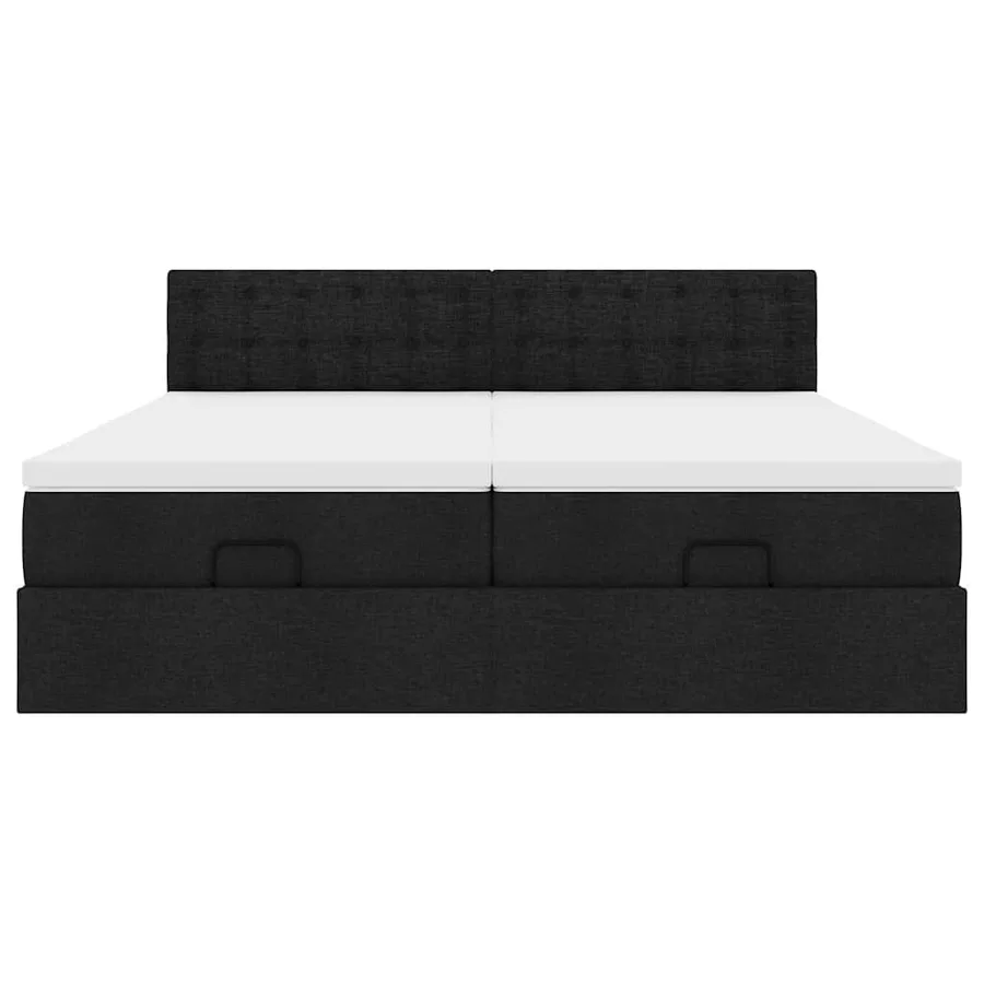 Cadre de lit ottoman avec matelas noir 180x200cm tissu - 8