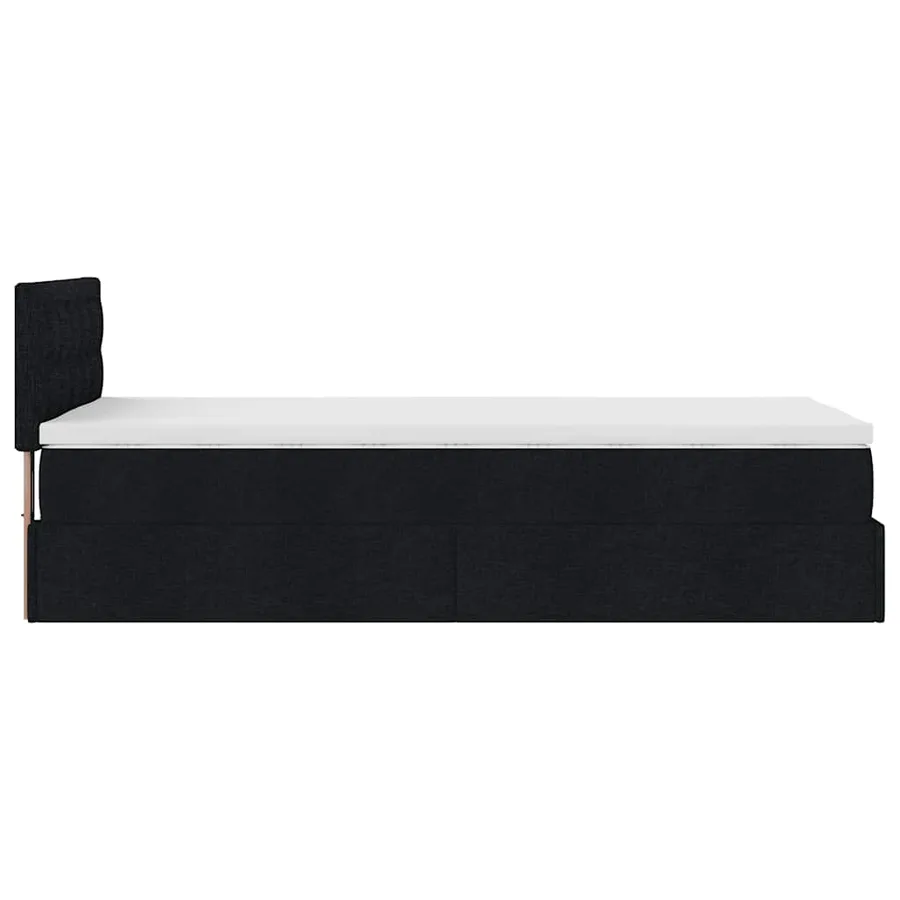 Lit ottoman avec matelas noir 90x200 cm tissu - 11