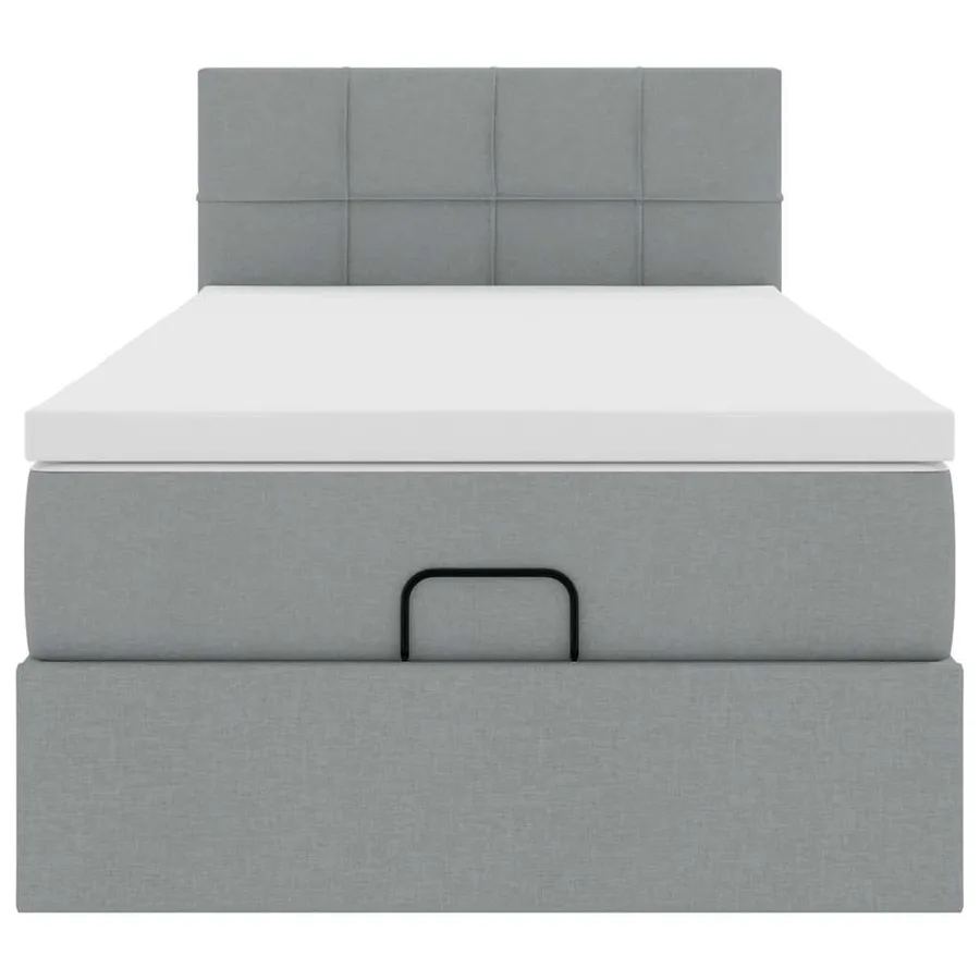 Lit ottoman avec matelas gris clair 100x200 cm tissu - 8