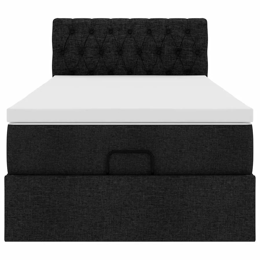 Lit ottoman avec matelas noir 90x200 cm tissu - 8