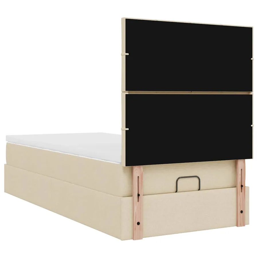 Lit ottoman avec matelas crème 90x200 cm tissu - 11