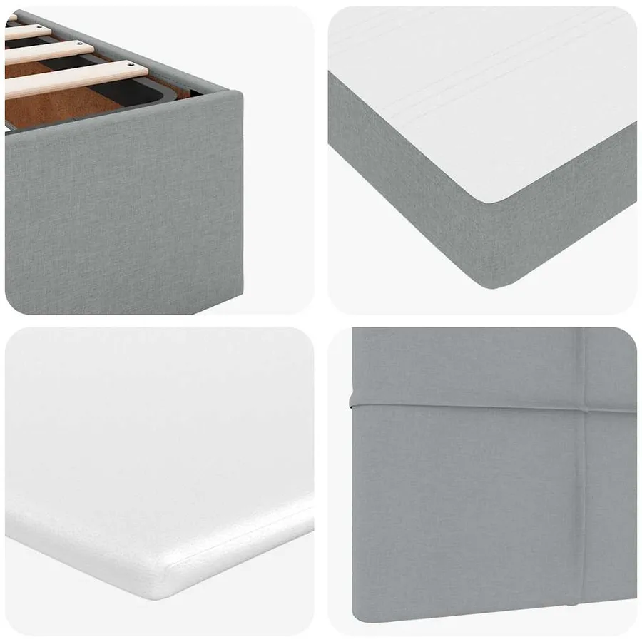 Lit ottoman avec matelas gris clair 100x200 cm tissu - 13