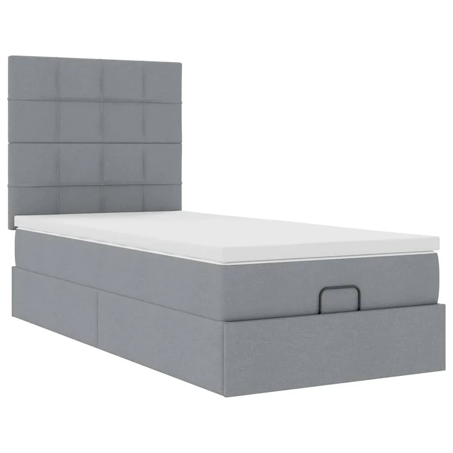 Lit ottoman avec matelas gris clair 100x200 cm tissu - 6