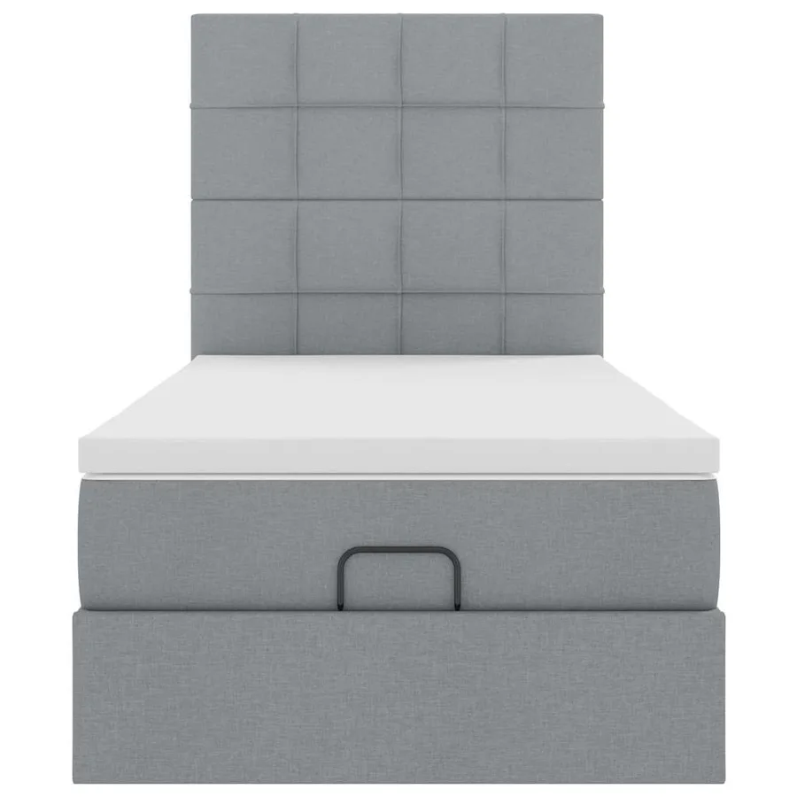 Lit ottoman avec matelas gris clair 100x200 cm tissu - 7