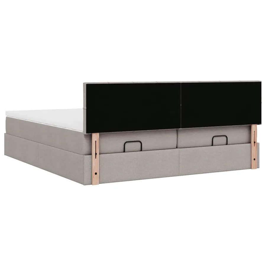 Cadre de lit ottoman avec matelas taupe 180x200 cm tissu - 12