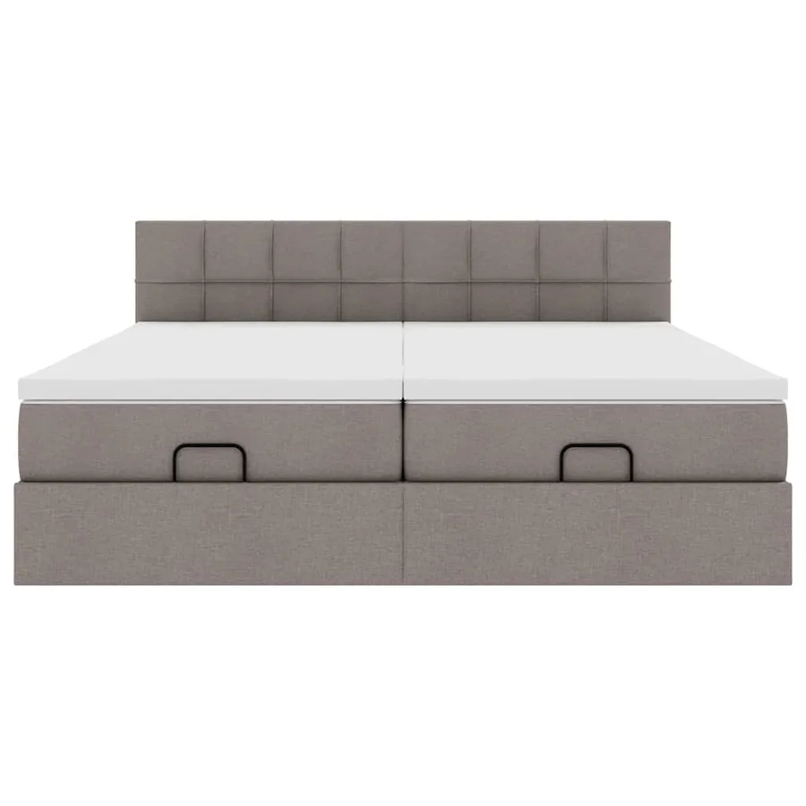 Cadre de lit ottoman avec matelas taupe 180x200 cm tissu - 8