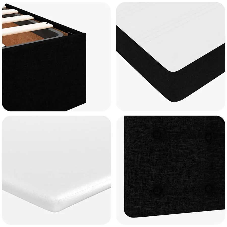 Lit ottoman avec matelas noir 90x200 cm tissu - 13