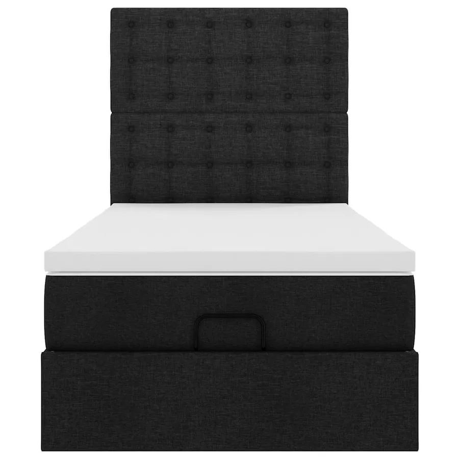 Lit ottoman avec matelas noir 90x200 cm tissu - 7