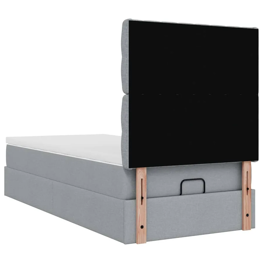 Lit ottoman avec matelas gris clair 100x200 cm tissu - 11