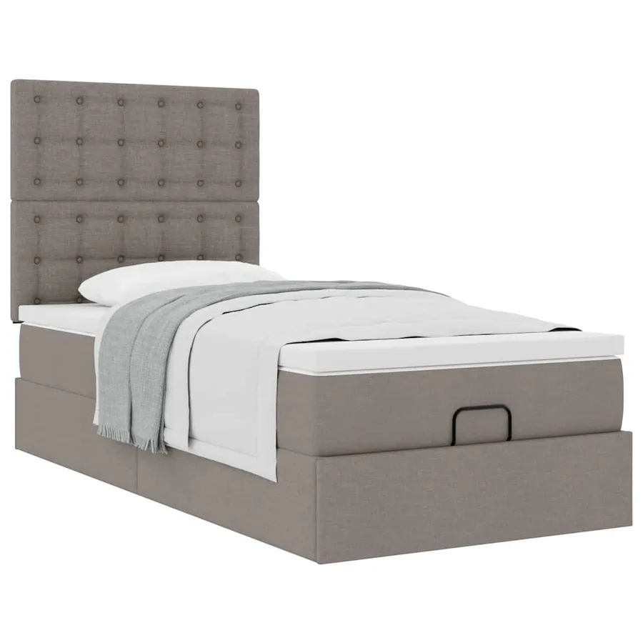 Lit ottoman avec matelas taupe 90x200 cm tissu - 5
