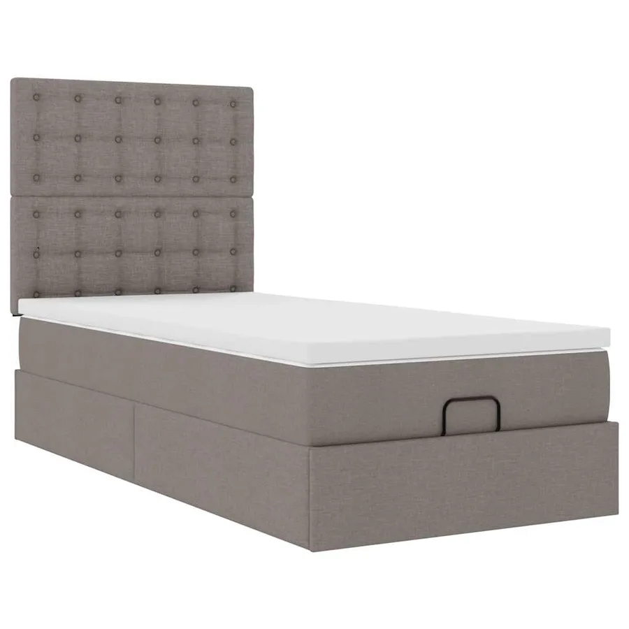 Lit ottoman avec matelas taupe 90x200 cm tissu - 6