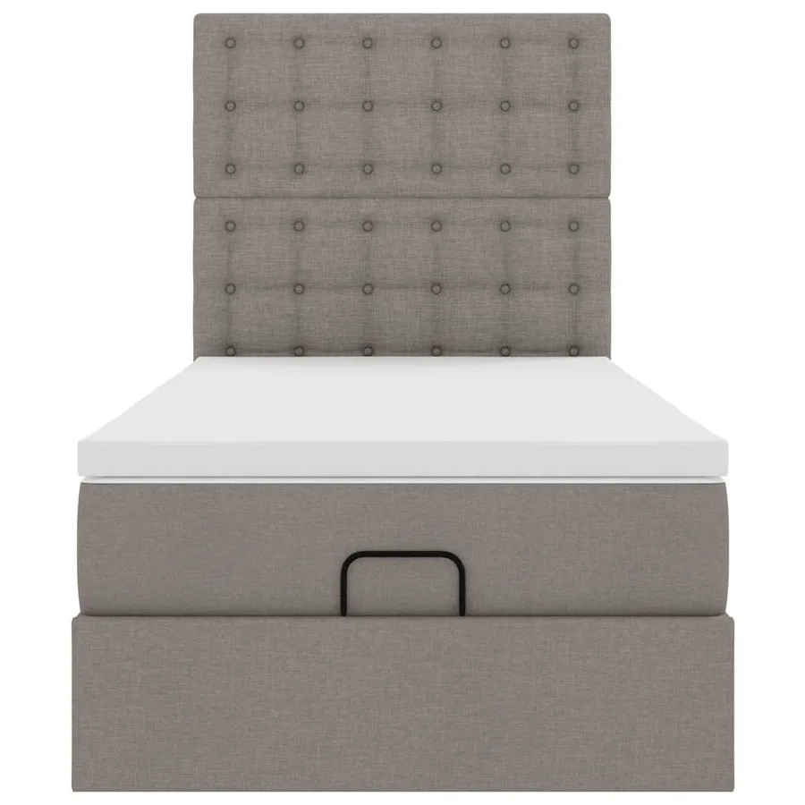 Lit ottoman avec matelas taupe 90x200 cm tissu - 7
