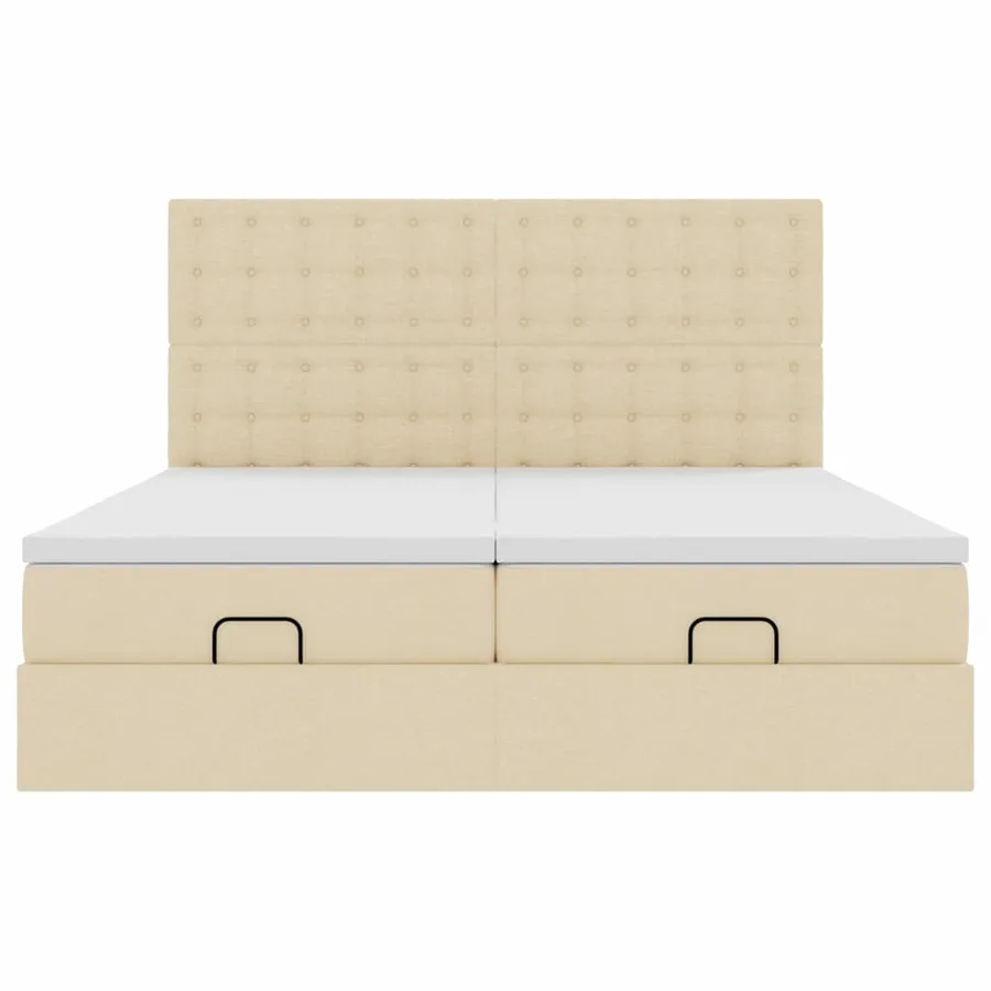 Cadre de lit ottoman avec matelas crème 180x200 cm tissu - 7