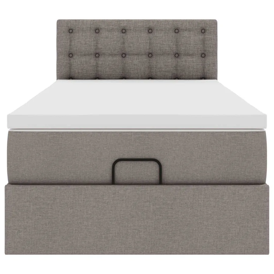Lit ottoman avec matelas et LED taupe 90x200 cm tissu - 8