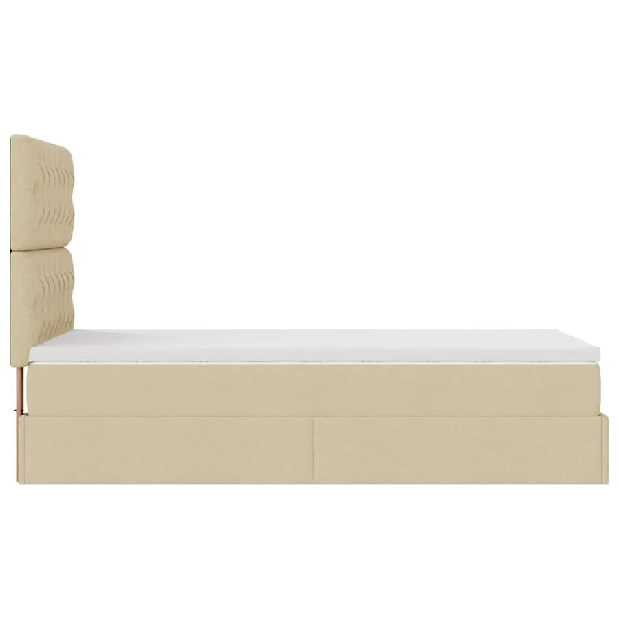 Lit ottoman avec matelas crème 90x200 cm tissu - 10