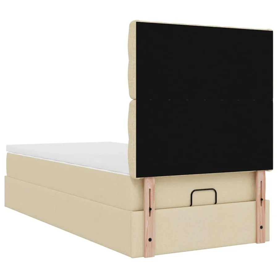 Lit ottoman avec matelas crème 90x200 cm tissu - 11