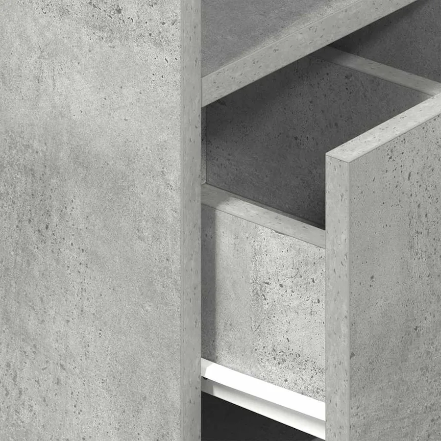Tables de chevet 2 pcs avec tiroir gris béton 25x31x66 cm - 8