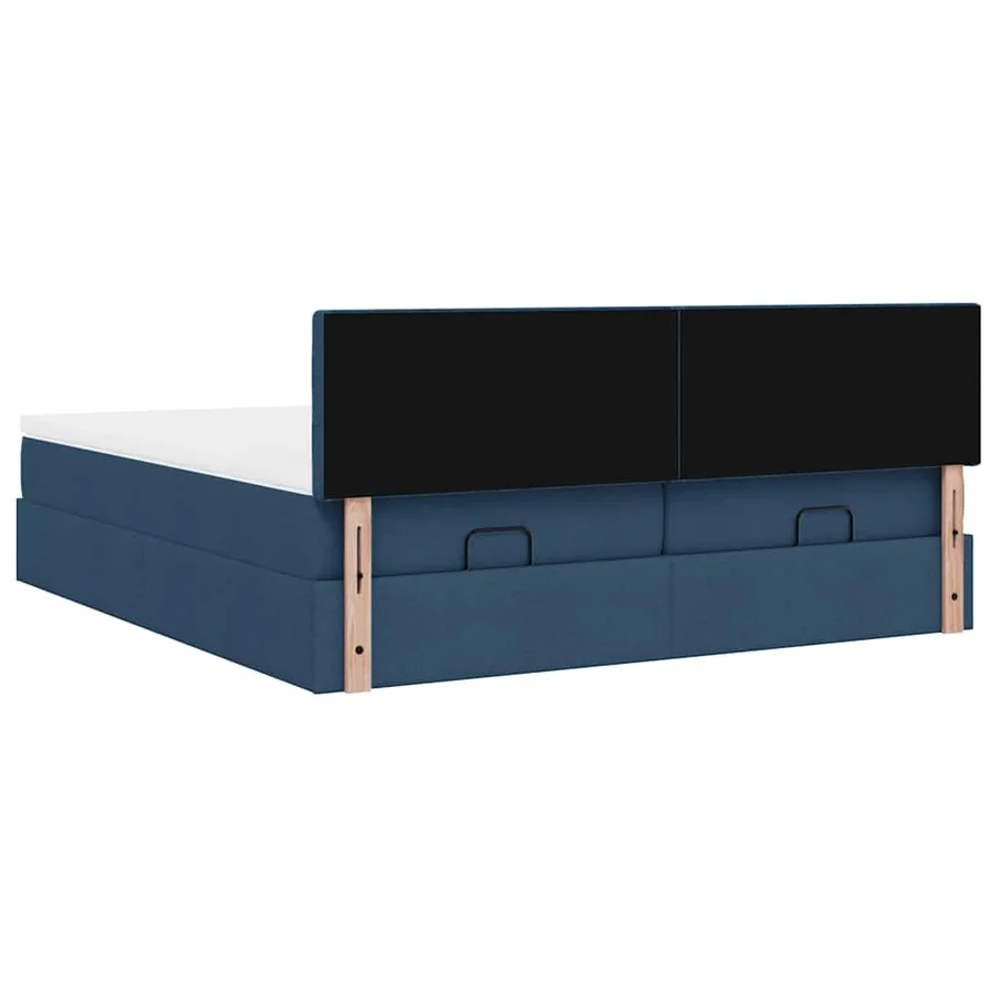 Cadre de lit ottoman avec matelas bleu 180x200 cm tissu - 12