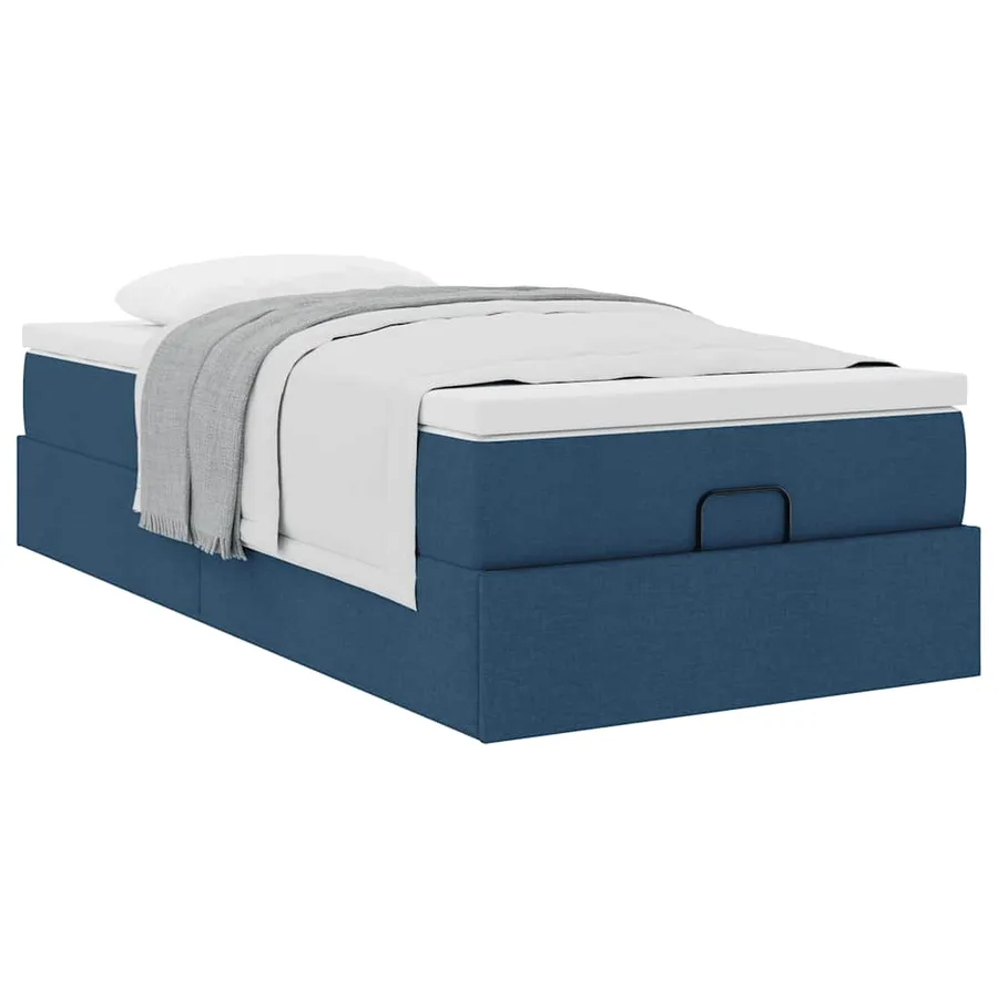 Cadre de lit ottoman avec matelas bleu 90x200 cm tissu - 5