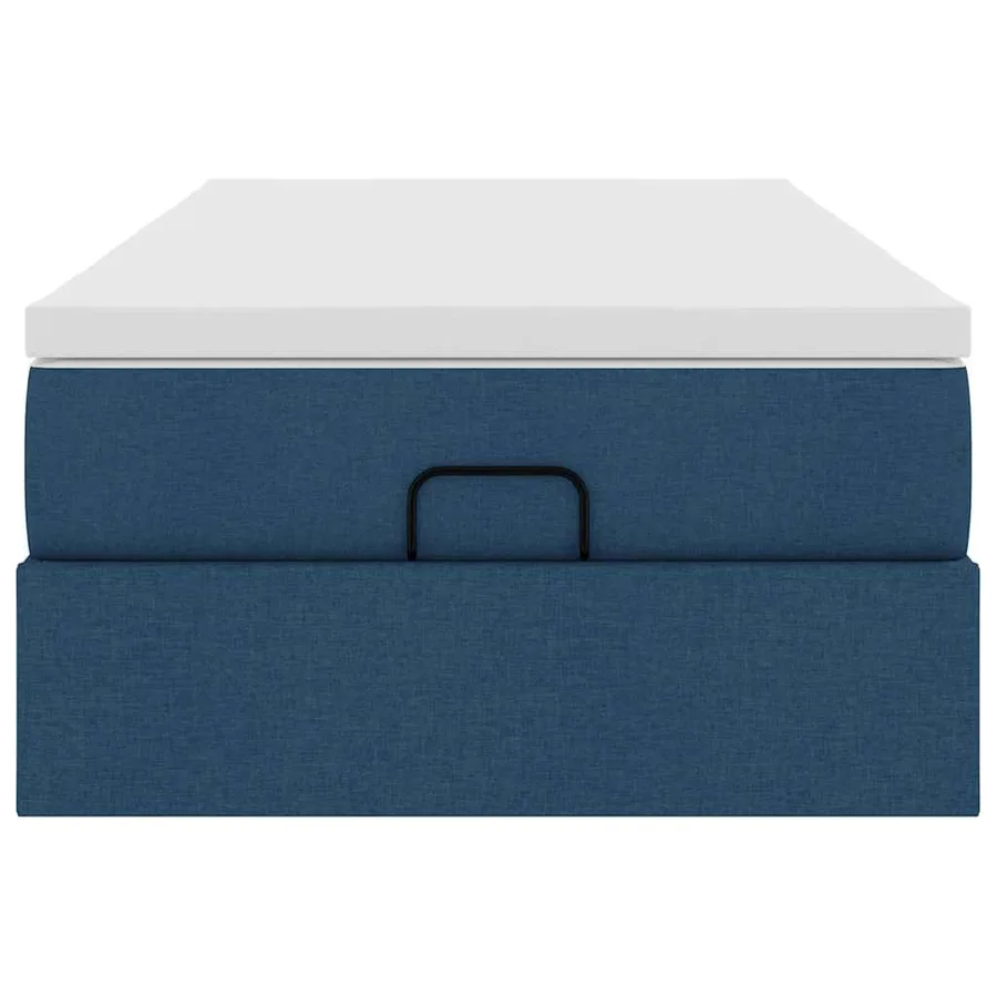 Cadre de lit ottoman avec matelas bleu 90x200 cm tissu - 7