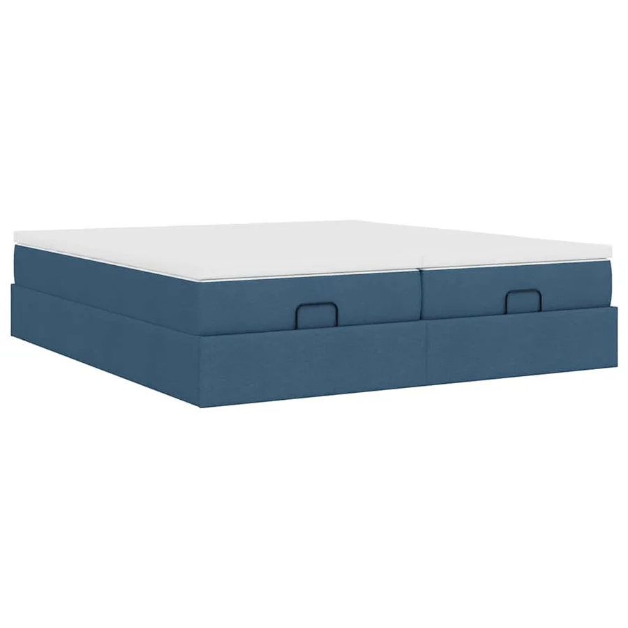 Cadre de lit ottoman avec matelas bleu 180x200 cm tissu - 10